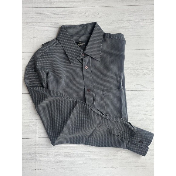 Bugatchi Men's Navy  Striped Long Sleeve Button Up Shirt Size L - Picture 4 of 6